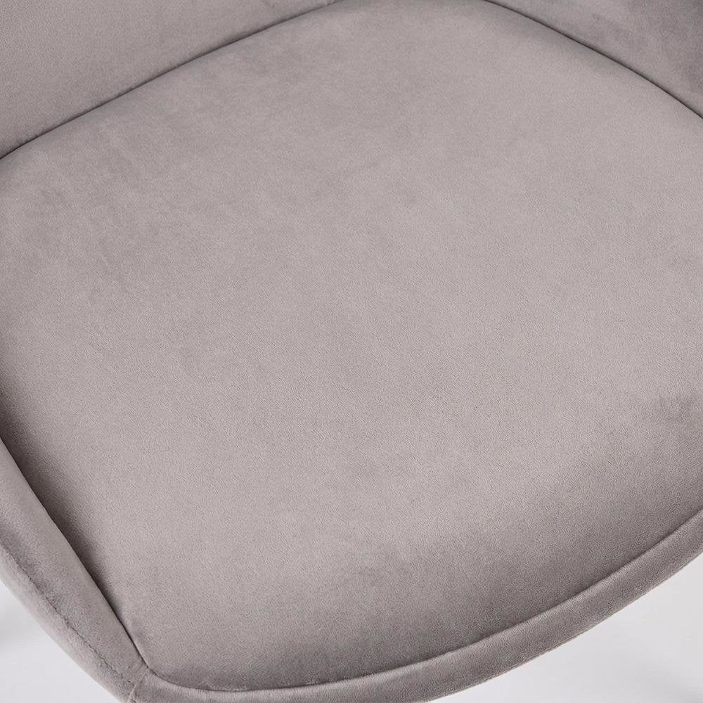 Gray Velvet Accent Chair with Polyester Upholstery and Sturdy Legs