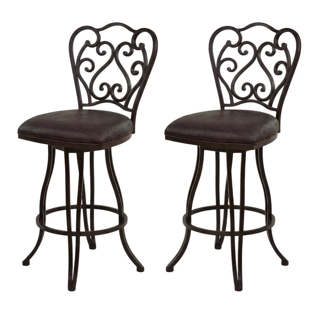 Counter Height Metal Swivel Barstool with Bandero Espresso Upholstery