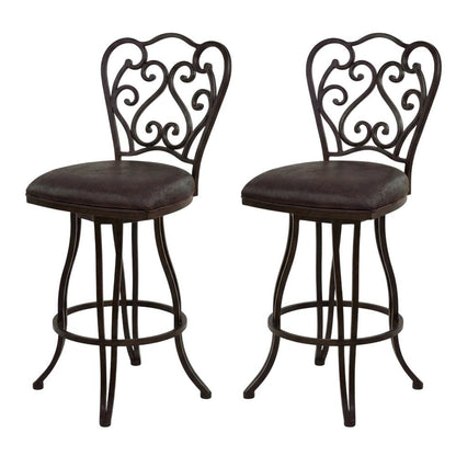 Counter Height Metal Swivel Barstool with Bandero Espresso Upholstery
