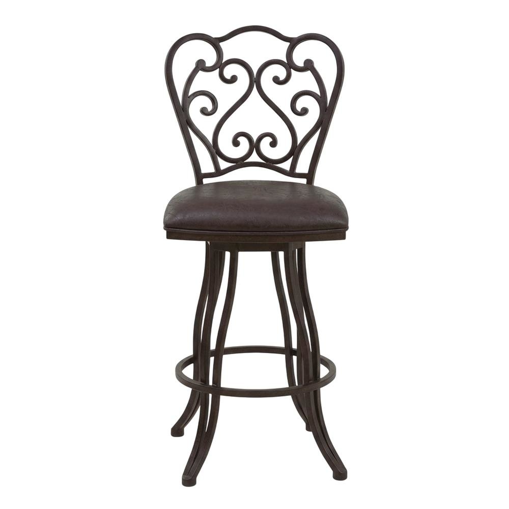 Counter Height Metal Swivel Barstool with Bandero Espresso Upholstery