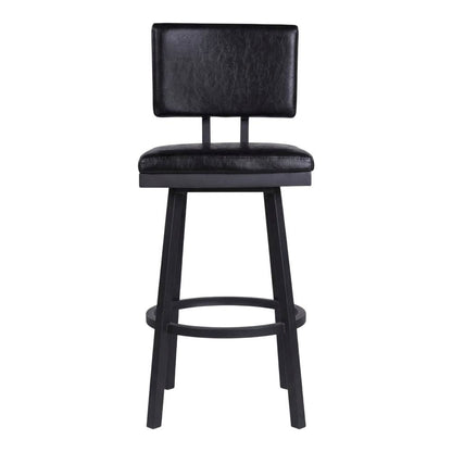 Black Counter Height Barstool with Faux Leather Seat and Powder Coated Finish