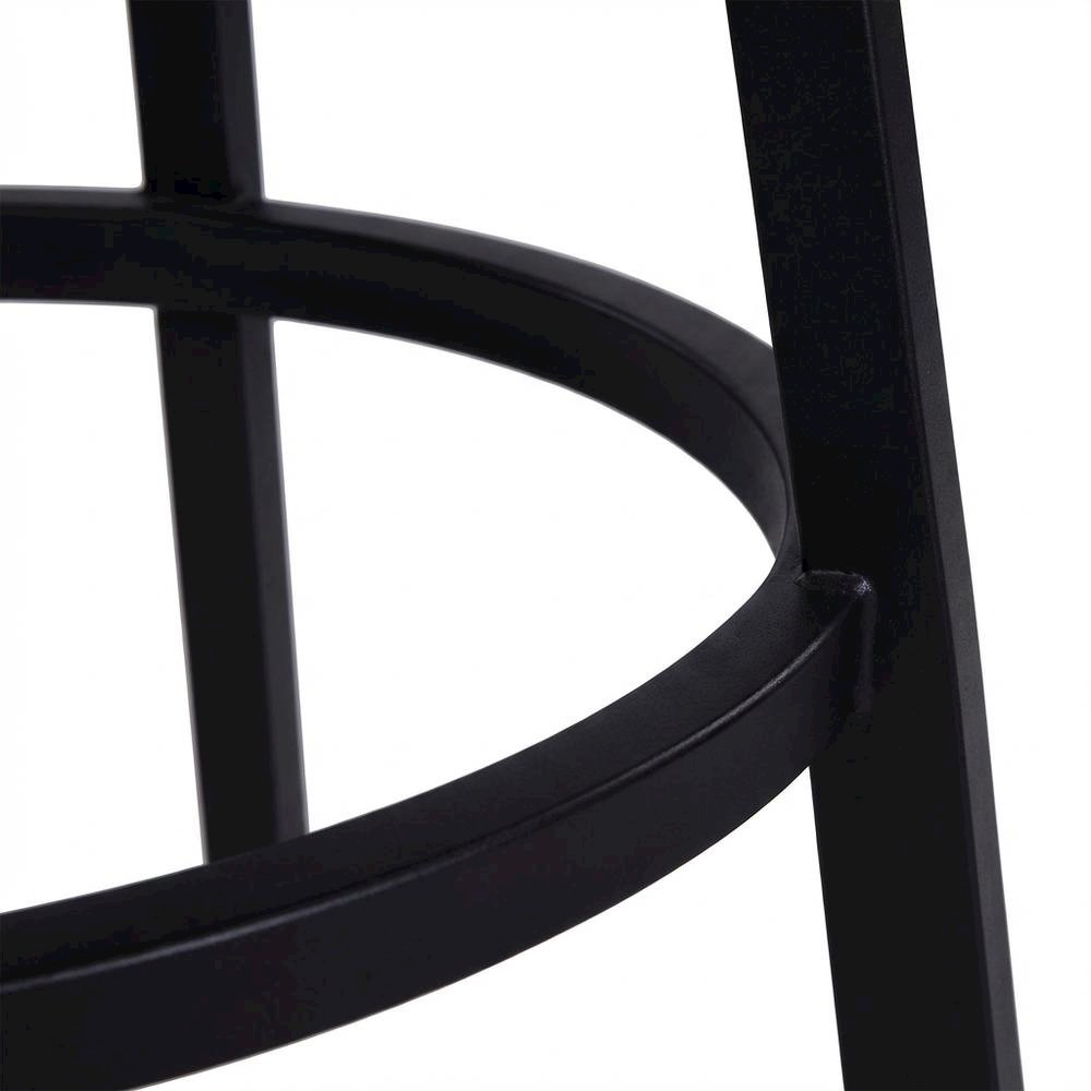 Black Counter Height Barstool with Faux Leather Seat and Powder Coated Finish