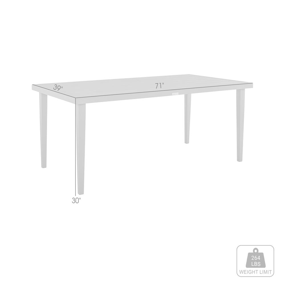Silvana Outdoor Aluminum Gray Rectangle Dining Table