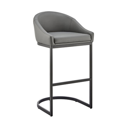 Atherik Bar or Counter Stool in Faux Leather and Metal