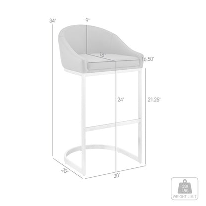Atherik Bar or Counter Stool in Faux Leather and Metal