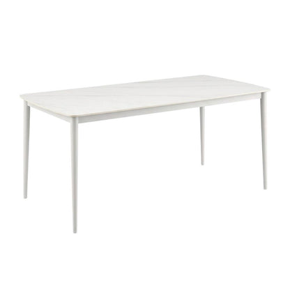 Rectangular Outdoor Dining Table In Snowy Sintered Stone With Aluminum Frame