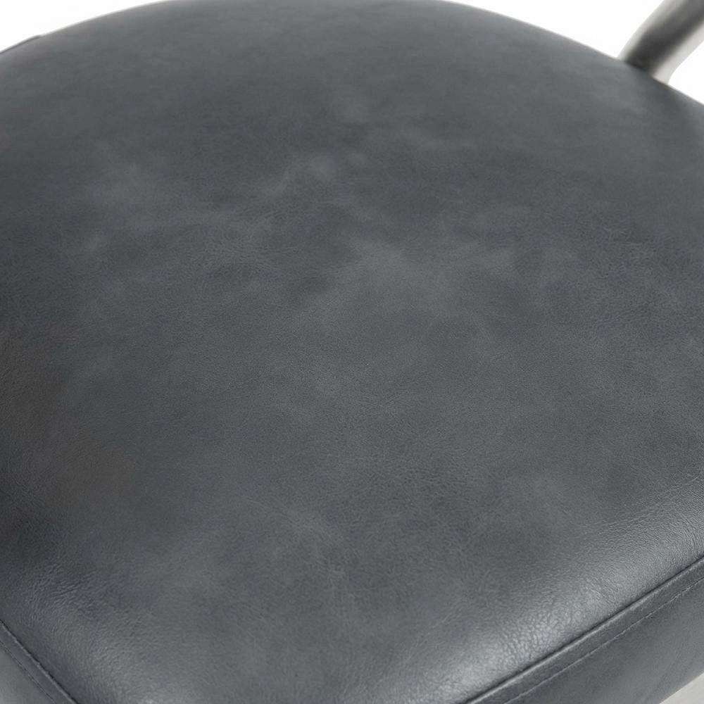 30" Bar Height Barstool with Vintage Gray Faux Leather and Stainless Steel Frame