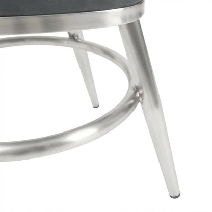 30" Bar Height Barstool with Vintage Gray Faux Leather and Stainless Steel Frame