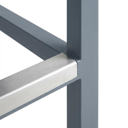 Gray Outdoor Patio Barstool With Armrest Accents, Water And Uv Resistant Finish