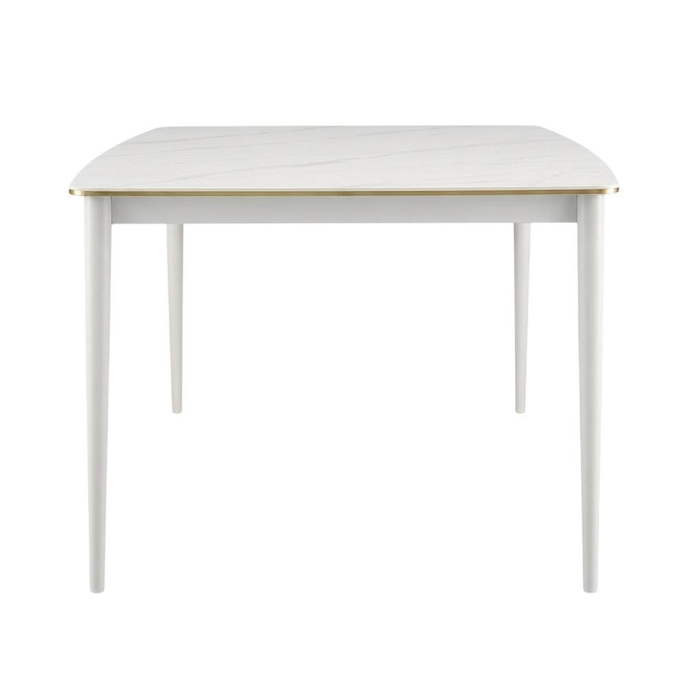 Rectangular Outdoor Dining Table In Snowy Sintered Stone With Aluminum Frame
