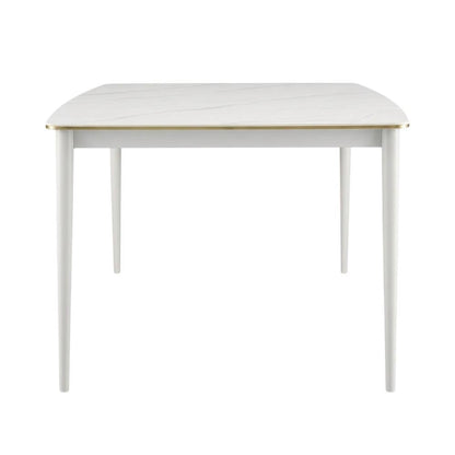 Rectangular Outdoor Dining Table In Snowy Sintered Stone With Aluminum Frame