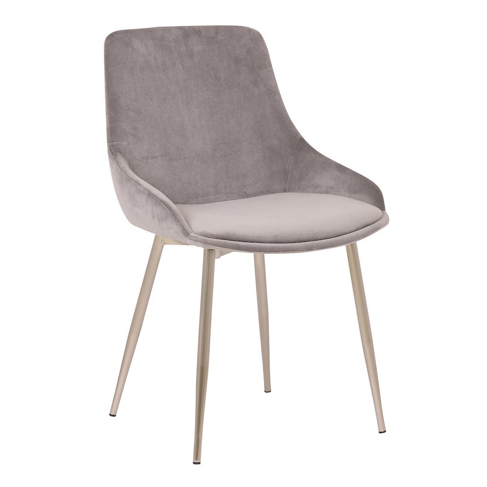 Gray Velvet Accent Chair with Polyester Upholstery and Sturdy Legs