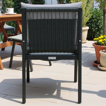 Aluminum Outdoor Dining Chairs with Gray Cushions - Set of 2 Patio Chairs