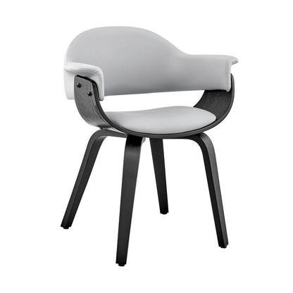 Gray Faux Leather Dining Chair with Black Wood and Metal Frame