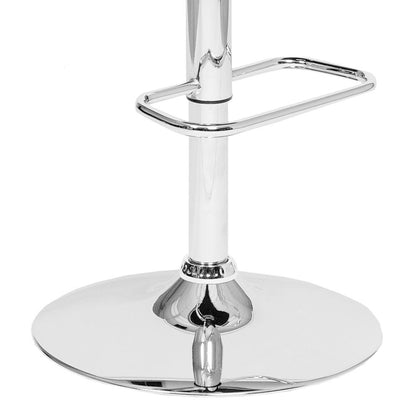Swivel Bar Stool with Cream Leatherette Seat, Walnut Veneer, and Chrome Base