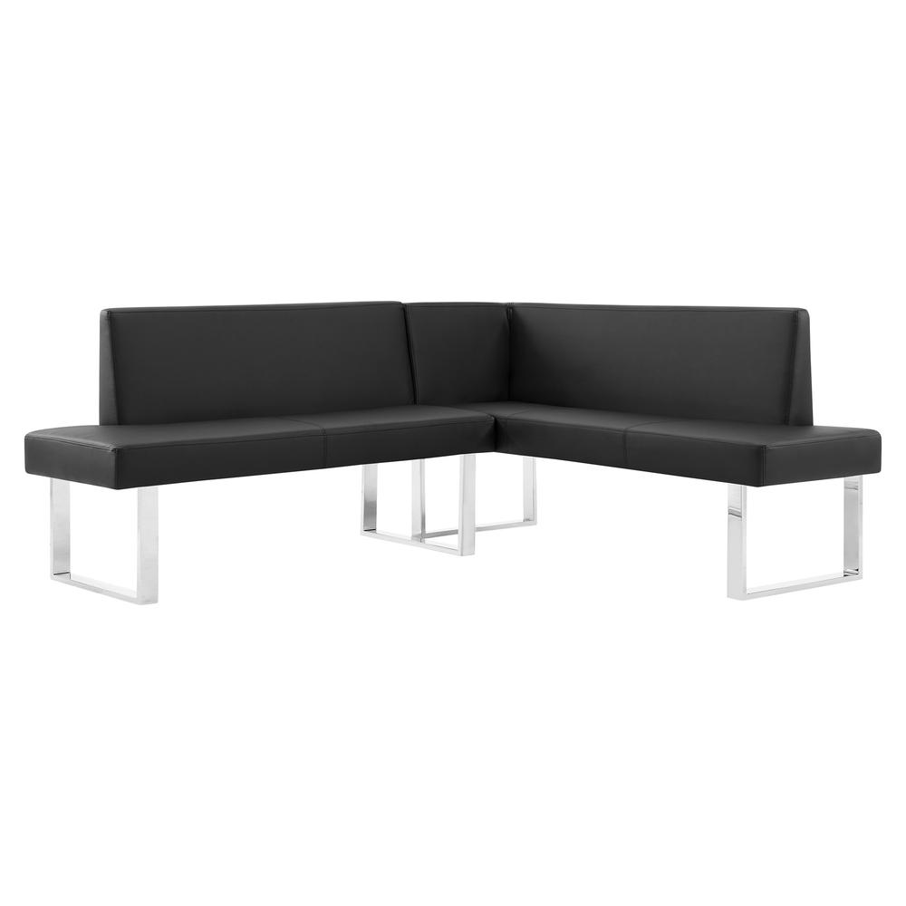 Armen Living Amanda Black Corner Sofa