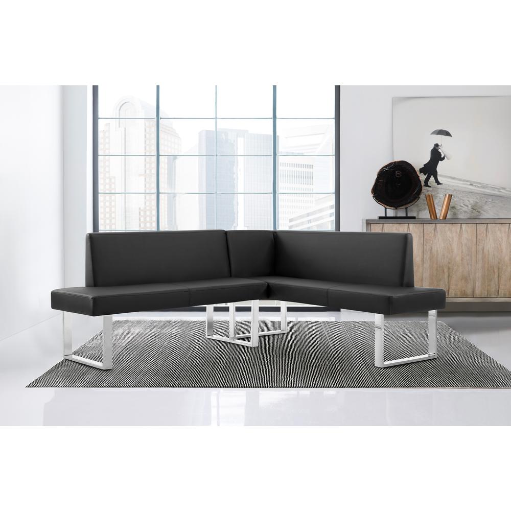 Armen Living Amanda Black Corner Sofa