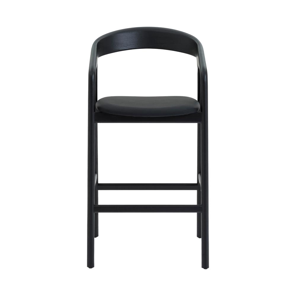 Apache Black Oak Wood and Faux Leather Counter Stool