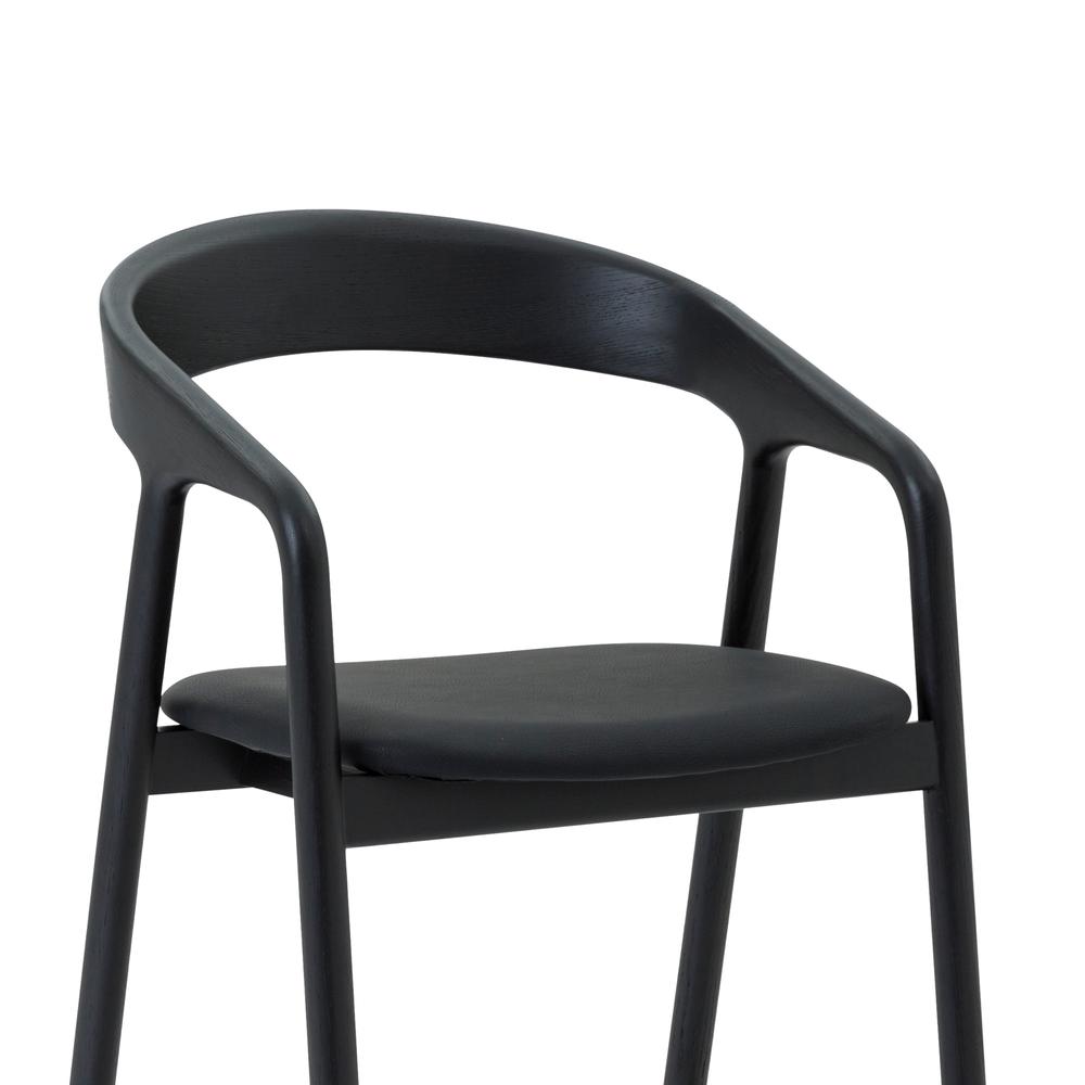 Apache Black Oak Wood and Faux Leather Counter Stool