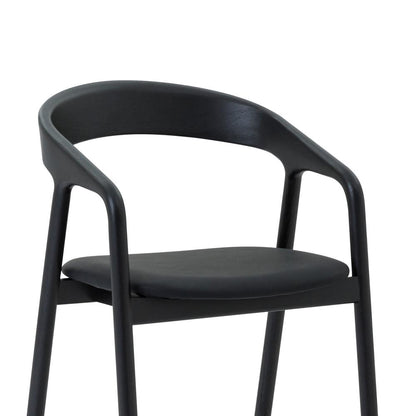 Apache Black Oak Wood and Faux Leather Counter Stool