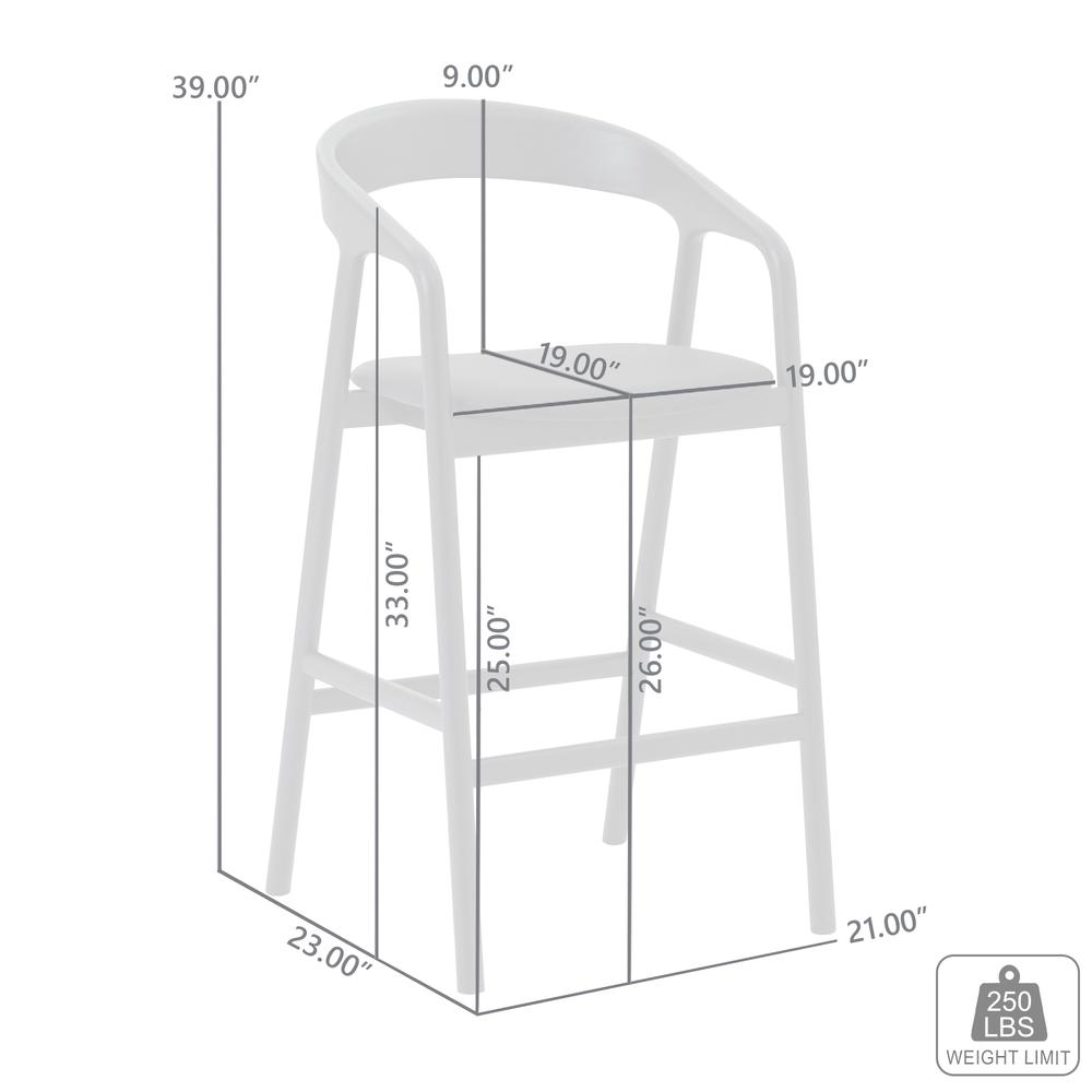 Apache Black Oak Wood and Faux Leather Counter Stool