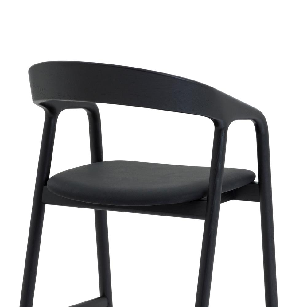 Apache Black Oak Wood and Faux Leather Bar Stool