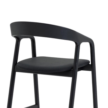 Apache Black Oak Wood and Faux Leather Bar Stool