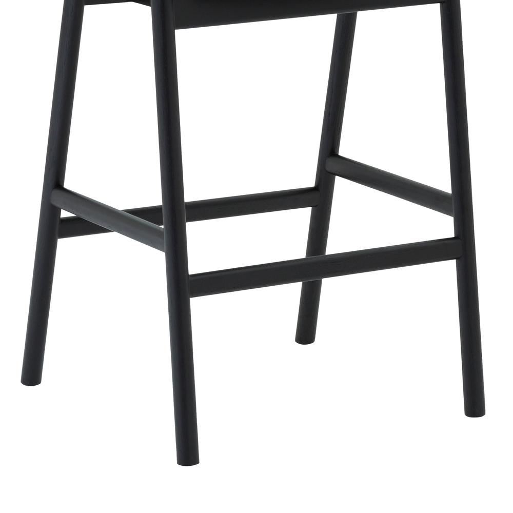 Apache Black Oak Wood and Faux Leather Bar Stool