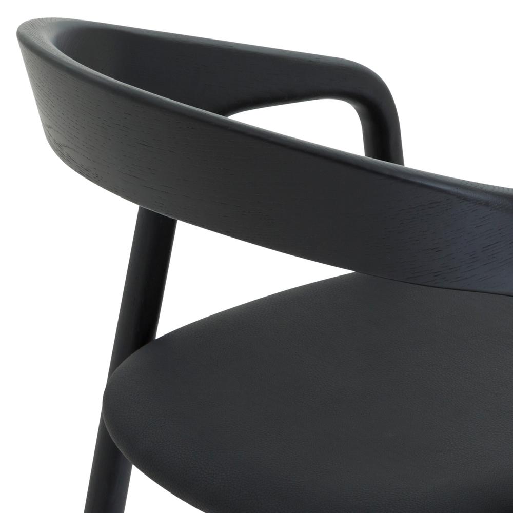 Apache Black Oak Wood and Faux Leather Bar Stool