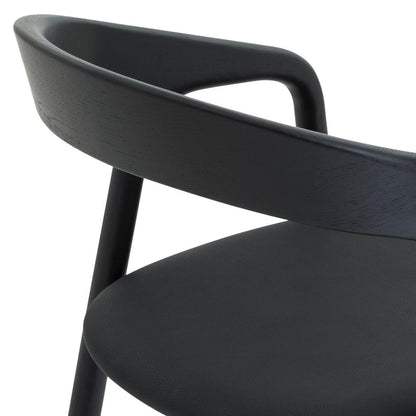 Apache Black Oak Wood and Faux Leather Bar Stool