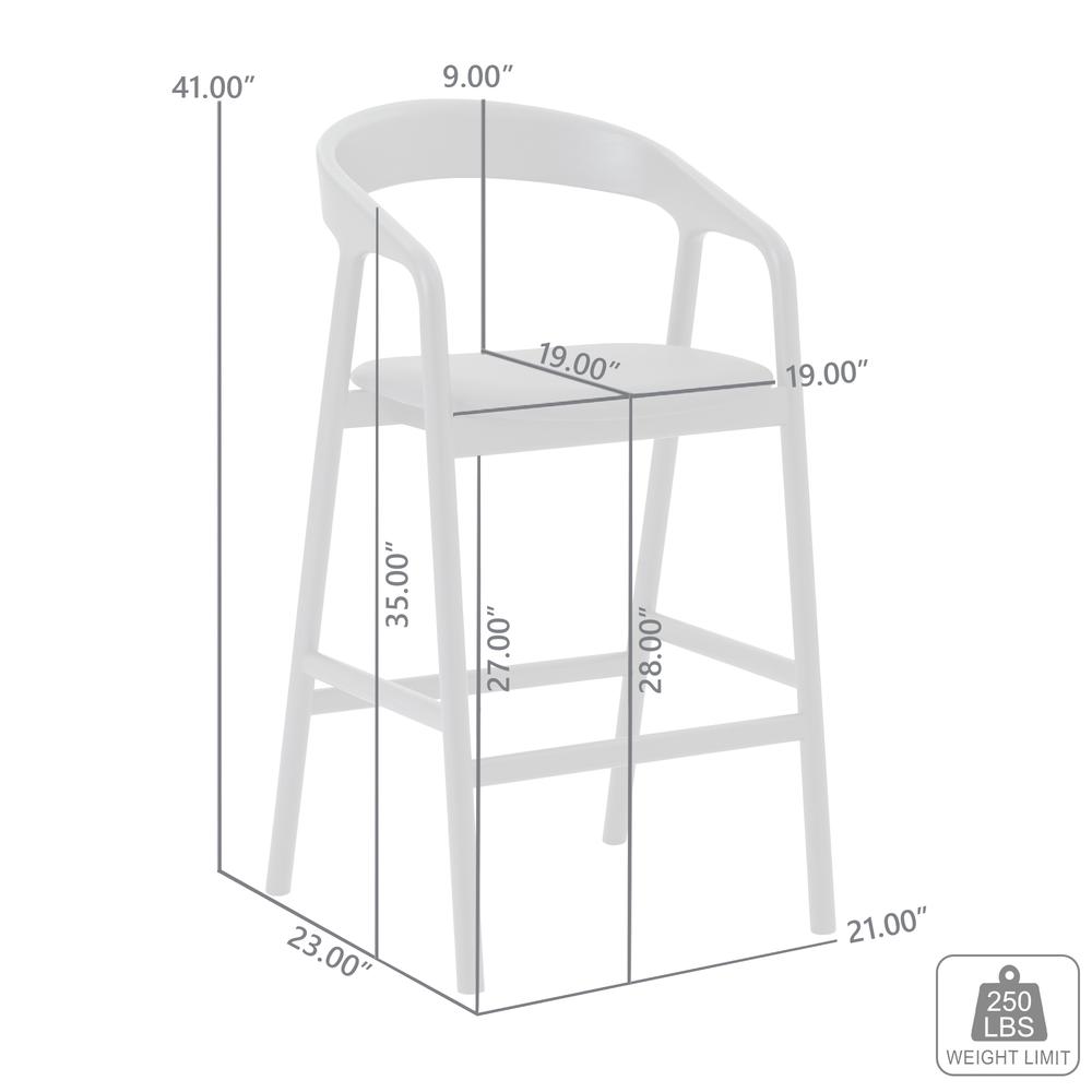 Apache Black Oak Wood and Faux Leather Bar Stool