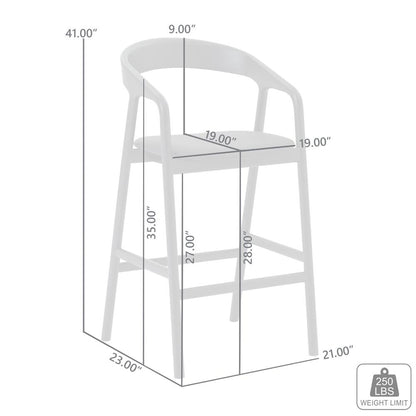Apache Black Oak Wood and Faux Leather Bar Stool