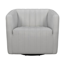 Aries Leather Swivel Barrel Chair, Dove Grey