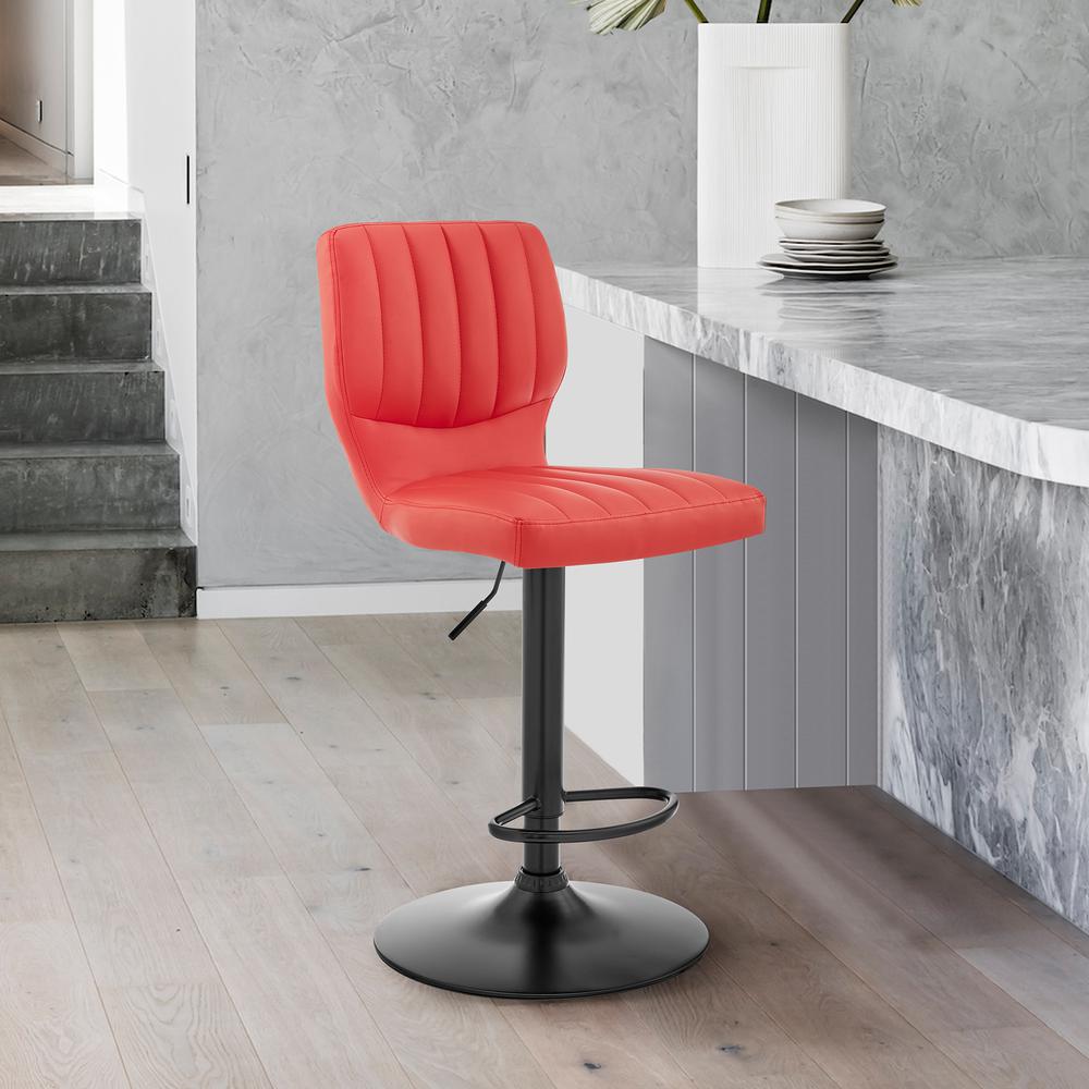 The Bardot Adjustable Red Faux Leather Swivel Bar Stool