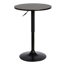 Adjustable Black Pub Table with Brushed Wood Top and Metal Base
