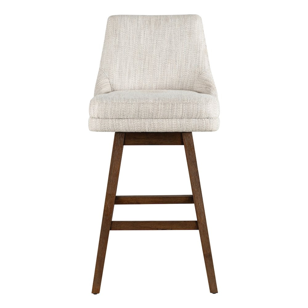 Branson Brown Solid Wood Upholstered 30" Bar Height Swivel Barstool