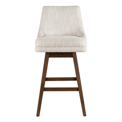 Branson Brown Solid Wood Upholstered 30" Bar Height Swivel Barstool