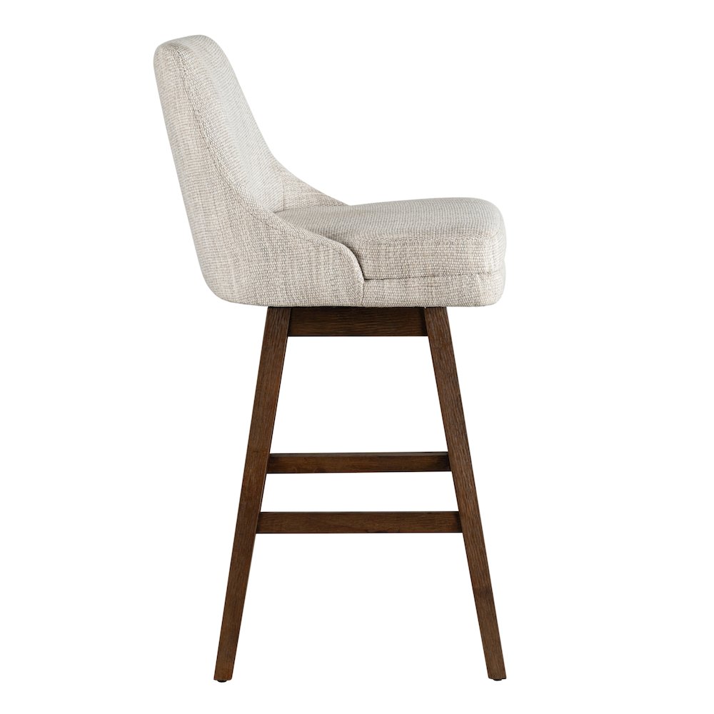 Branson Brown Solid Wood Upholstered 30" Bar Height Swivel Barstool