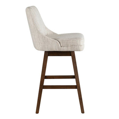 Branson Brown Solid Wood Upholstered 30" Bar Height Swivel Barstool