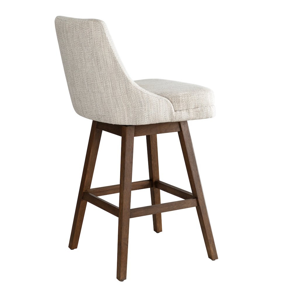 Branson Brown Solid Wood Upholstered 30" Bar Height Swivel Barstool