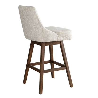 Branson Brown Solid Wood Upholstered 30" Bar Height Swivel Barstool
