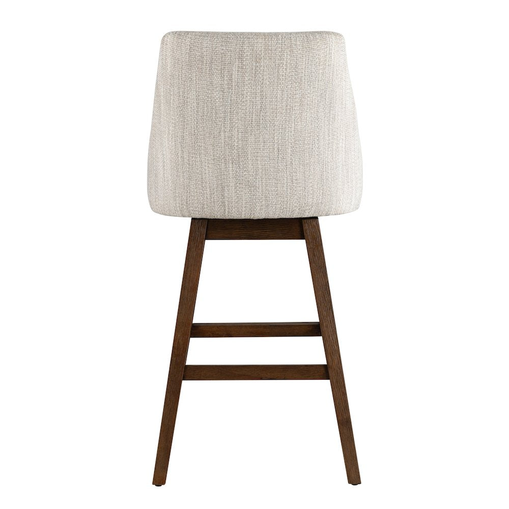 Branson Brown Solid Wood Upholstered 30" Bar Height Swivel Barstool
