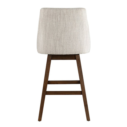 Branson Brown Solid Wood Upholstered 30" Bar Height Swivel Barstool