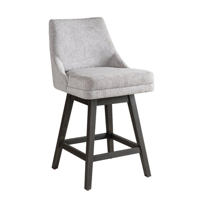 Branson Gray Solid Wood Upholstered 26" Counter Height Swivel Barstool