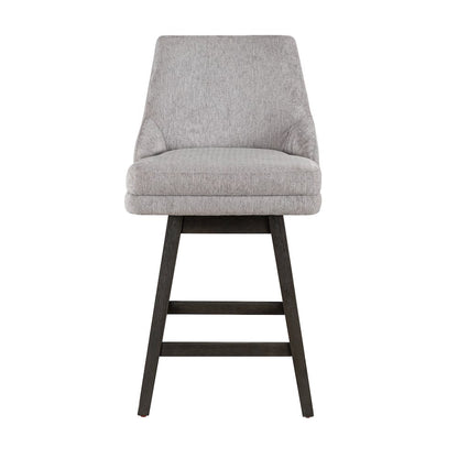 Branson Gray Solid Wood Upholstered 26" Counter Height Swivel Barstool
