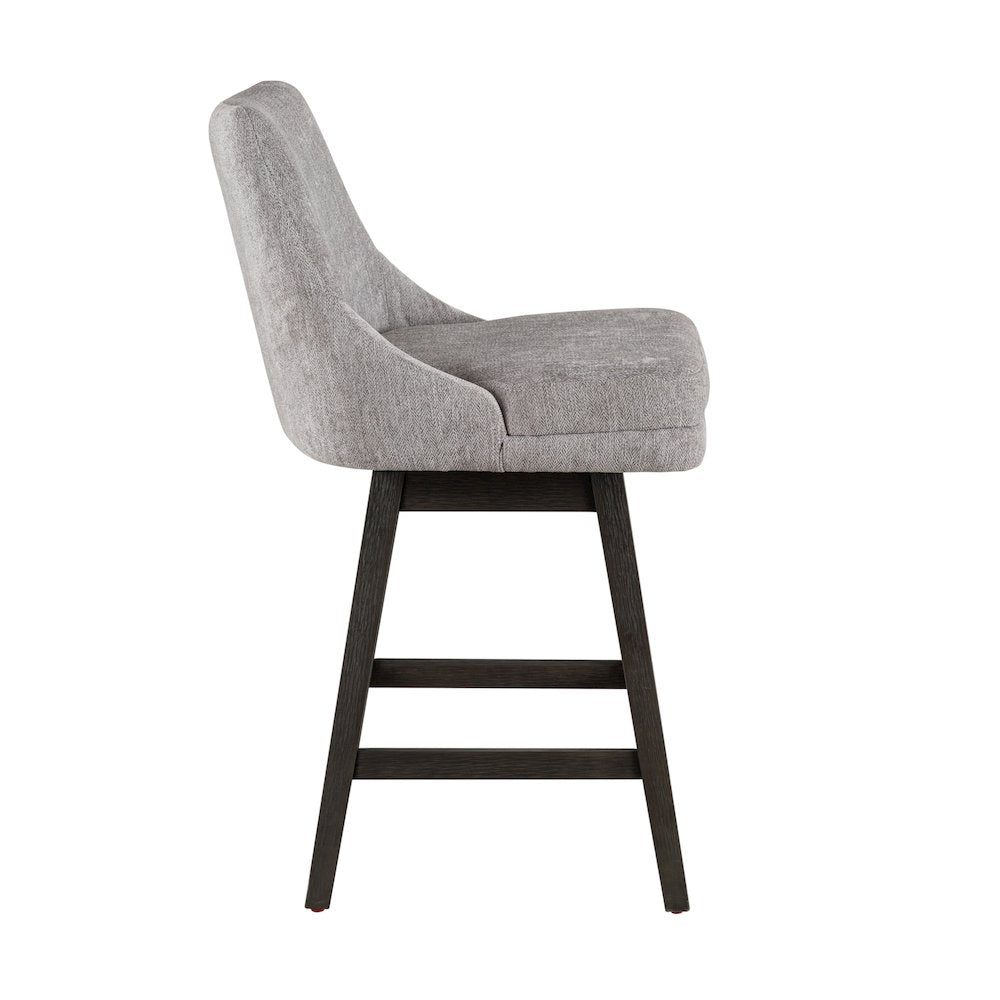 Branson Gray Solid Wood Upholstered 26" Counter Height Swivel Barstool