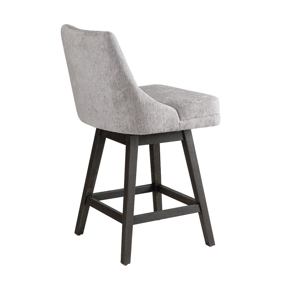Branson Gray Solid Wood Upholstered 26" Counter Height Swivel Barstool