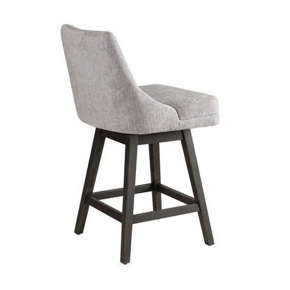 Branson Gray Solid Wood Upholstered 26" Counter Height Swivel Barstool