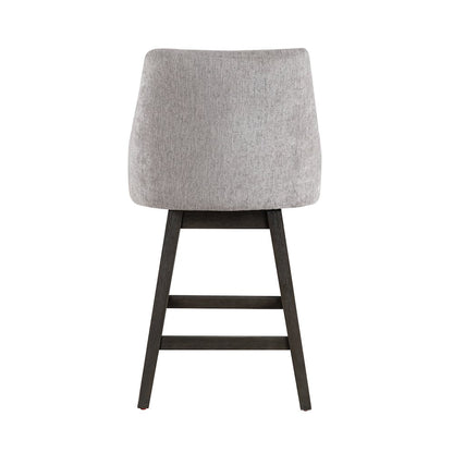 Branson Gray Solid Wood Upholstered 26" Counter Height Swivel Barstool