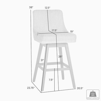 Branson Gray Solid Wood Upholstered 26" Counter Height Swivel Barstool